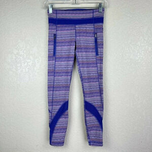 Lululemon Leggings Women's Sz 4 Run Inspire Crop II Zip Pocket Athletic Purple